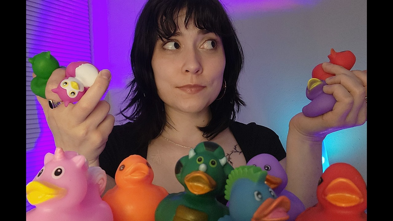 ASMR All My Rubber Ducks (mouth sounds, inaudible whisper, tapping)