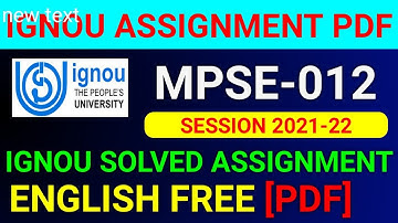 MPSE-012 Solved Assignment 2022, MPSE 12 Solved Assignment 2021-22 in English, MPSE 12 Assignment