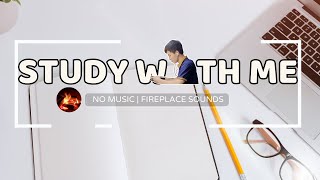 1 HOUR STUDY WITH ME | Background noise, Fireplace Crackle, No music, Study with MinHugh