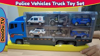 Police Vehicles Truck Toy Set in Carrier Truck | Police Truck Toy Review | Toy Review and Play