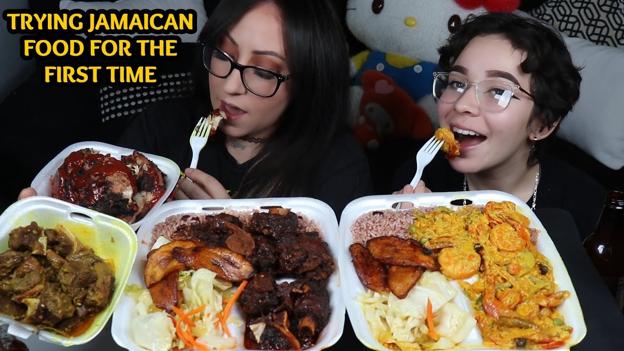 Впервые пробую ямайскую кухню. Мукбанг | Карри с бычьим хвостом, подорожником, козлятиной и креве...