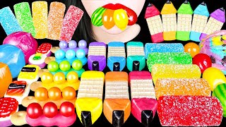 ASMR RAINBOW DIY POP IT PUSH POP, PENCIL SNACK JELLY KOHAKUTO 직접 만든 무지개 디저트 EATING SOUNDS MUKBANG 먹방