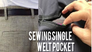 Single welt Pocket tutorial/Sewing welt Pocket/pattern making/sewing tutorial