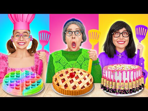 GRANNY VS ME VS MOM COOKING CHALLENGE || Funny Kitchen Hacks by 123GO! FOOD