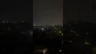 Storm Causes City Lights to Flicker