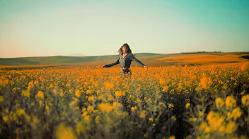 Woman Dancing in the field, Amazing Video, Flowers, Nature