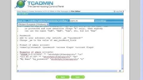 Crear administrador Cs1.6 - Tcadmin - Visual-Strike GameServers