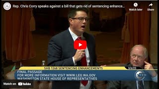 Rep. Chris Corry speaks against a bill that gets rid of sentencing enhancements for certain crimes