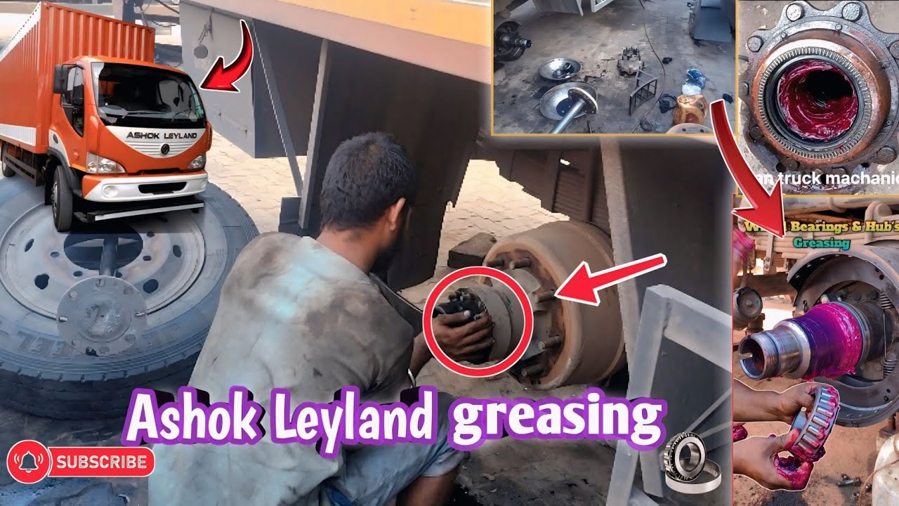 Ashok Leyland track greasing video mechanic 🧰 👍 Girish packing kaise karna hai Ashok Leyland gadi me