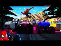 GTA 5 Spider-Man Ramp Challenge 🕷️ | All Pixar Monsters! McQueen, Jackson Storm, Colossus XXL 🚗💥