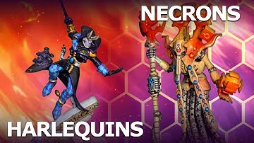 *NEW DETACHMENT* HARLEQUINS VS NECRONS WARHAMMER 40000 BATTLE REPORT