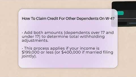 How To Claim Credit For Other Dependents On W-4? - Your Paycheck Planner