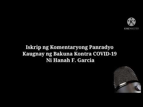 Iskrip ng Komentaryong Panradyo   Kaugnay ng Bakuna Kontra COVID-19