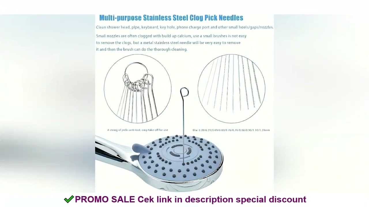 10 Stainless Steel Needle Shower Head Cleaning Brush Set, Suitable for Multi Size Shower Heads,bathr