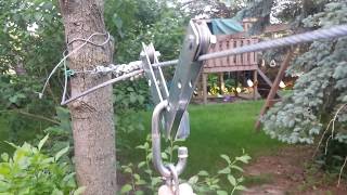 This is a video of a zip line I setup for my kids in the backyard with a train assembly instructions.