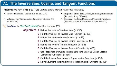 Section 7.1 - The Inverse Sine, Cosine, and Tangent Functions