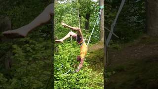 Handstand on a rope 🤯 #highline #handstand #calisthenics #highlights #shorts #slackline