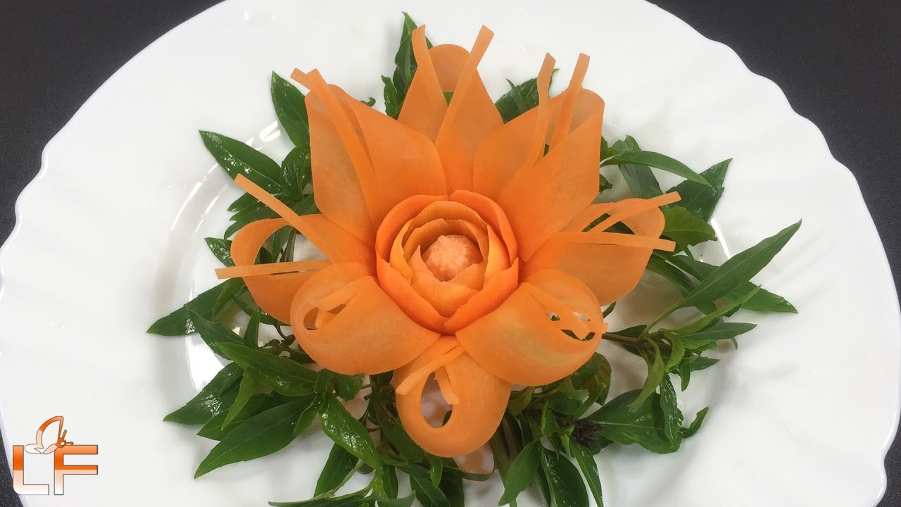 Very Attractive Carrot Flower Carving Design - Flower In Vegetable Carving Garnish