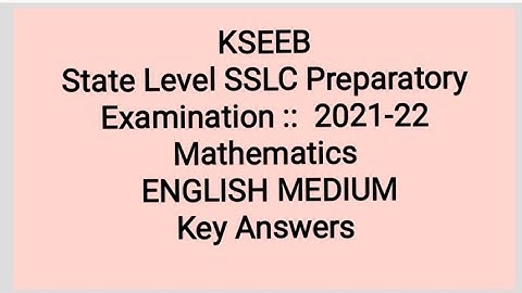 KSEEB_State Level SSLC Preparatory Examination_2021-22_Mathematics_E/M_Key Answers