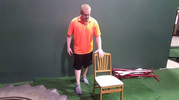 Standing Wall & Chair Supported Right Knee Flexion with Left Glute Med and Right Trunk Rotation