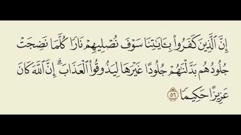الآيتين ٥٦و٥٧ من سورة النساء: "إن الذين كفروا بآياتنا سوف نصليهم نارا كلما نضجت جلودهم .."
