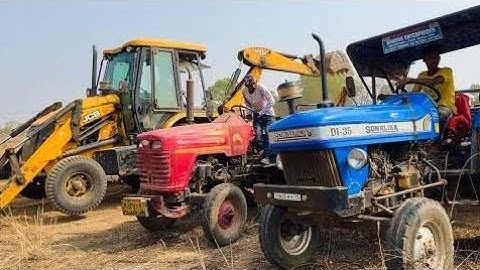 Mahindra 575 | New Holland Tractor Loading Red Soil with JCB 3dx Backhoe #jcbvideo #tractor #jcb3dx
