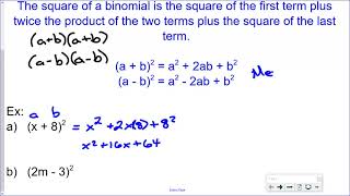 Multiplying Special Cases of Binomials
