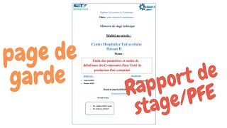 Page de garde rapport de stage/PFE