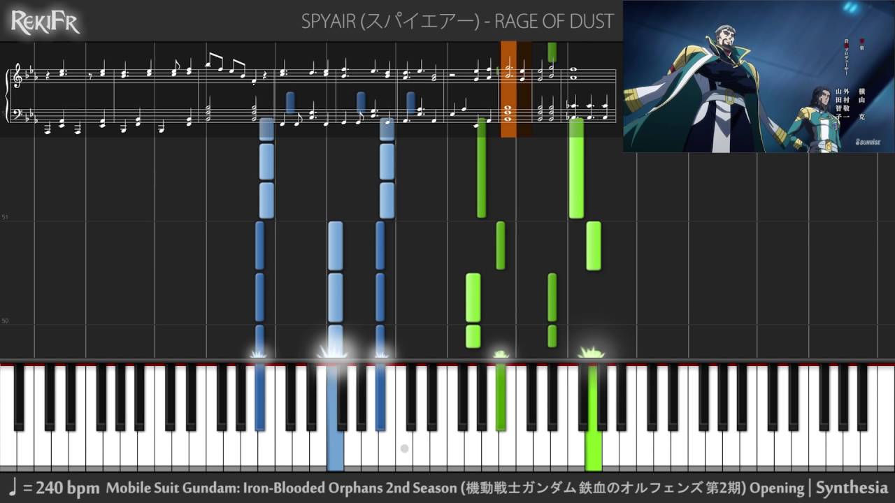 【TV】Mobile Suit Gundam: Iron-Blooded Orphans 2nd Season Opening 1 - RAGE OF DUST (Piano)