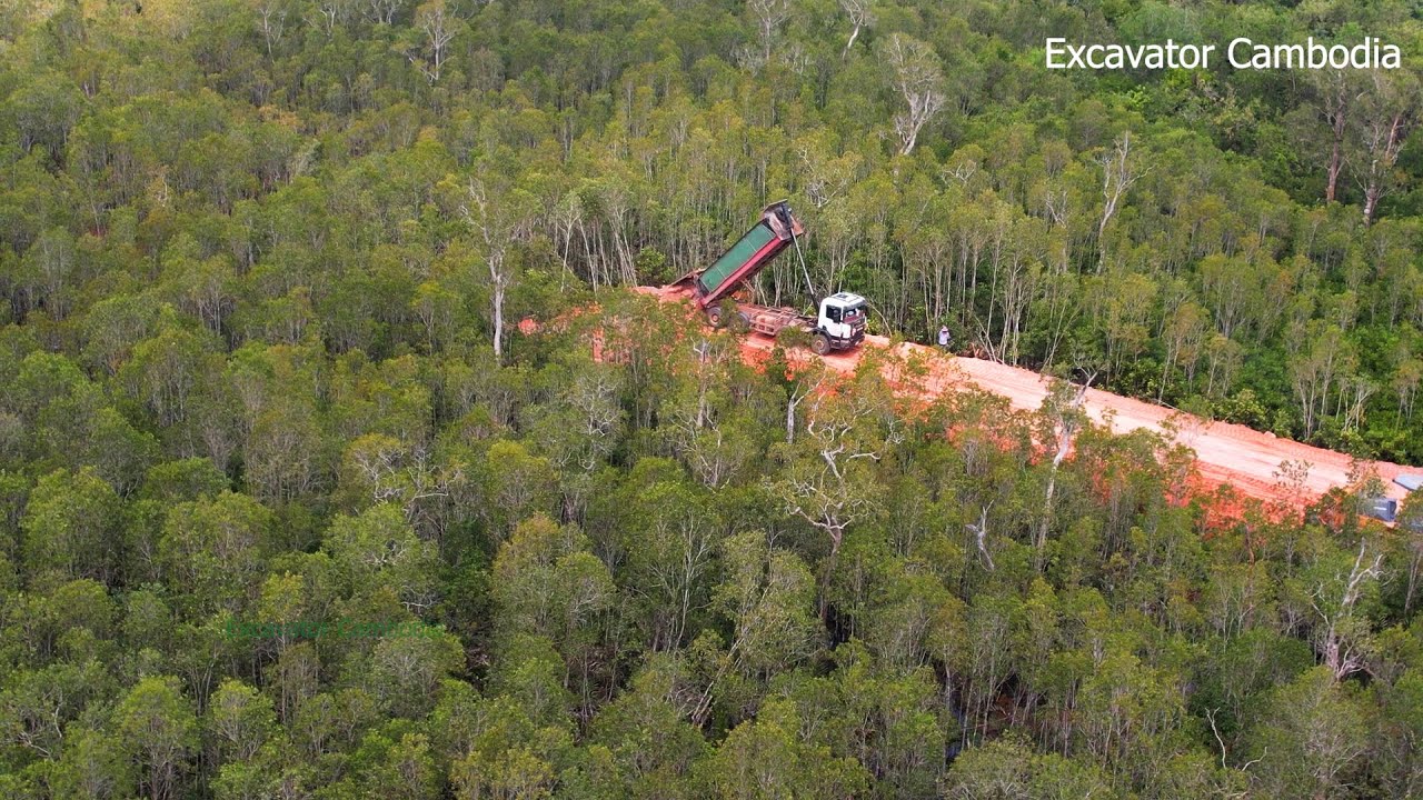 Fantastic Processing Building New Road Cross Jungle By Dumper Truck And Heavy Bulldozer Part 11