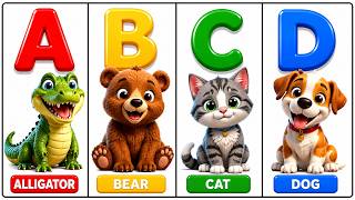 ABC Animal Song 🐊 | Learn Alphabet with Cute Animals | Fun Learning for Kids | ABCAlligator