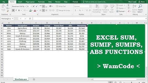 EXCEL SUM, SUMIF, SUMIFS  and ABS explained clearly || #WamCode