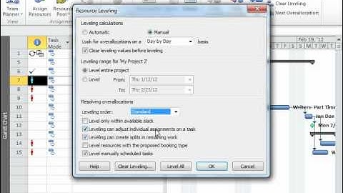 Project 2010 Tutorial Leveling Overallocated Resources Microsoft Training Lesson 10.2