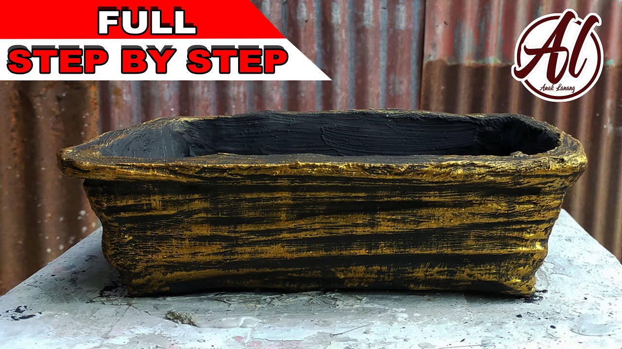 Cara Membuat POT BONSAI Dari Kain Bekas Dan Semen Model Kotak