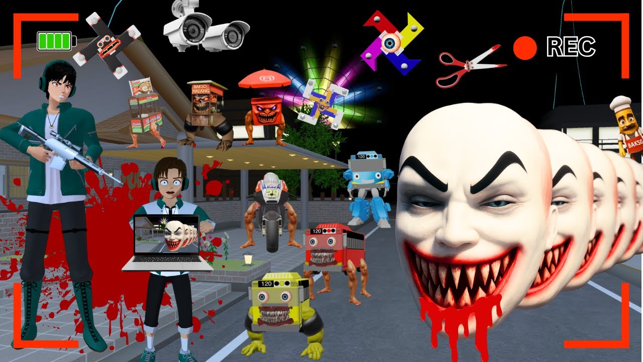 CCTV Merekam Pasukan RUNNING HEAD Dan Anomali Serang Kota Sakura 😱| Sakura School Simulator