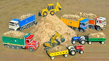 JCB3DX Loading Sand Truck Tipper Tractor Trolley | Jcb ki Khudai | Jcb Cartoon | Tractor Cartoon