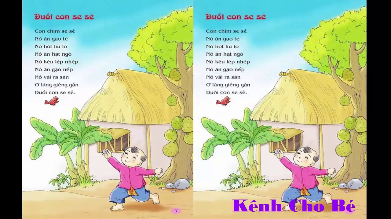 Thơ cho trẻ mầm non - Bài thơ ĐUỔI CON SE SẺ_ Con chim se sẻ, nó ăn gạo tẻ... Dạy bé học