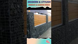 Modern Gabion &amp; Pebbles Fence Design 2023