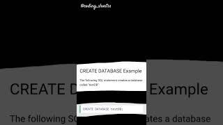 Create database #sql #dbms #ytshorts #shortvideo #database