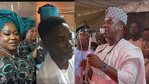 FINALLY WASIU AYINDE WELCOME BISOLA BADMUS ON STAGE WITH HER SON TO GREET HIS AT ALAWIYE PARTY 