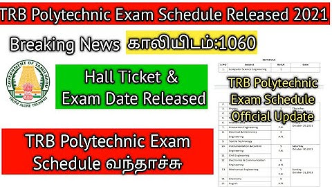 TRB Polytechnic Exam 2021 Hall ticket & Exam Schedule Released | Official Update