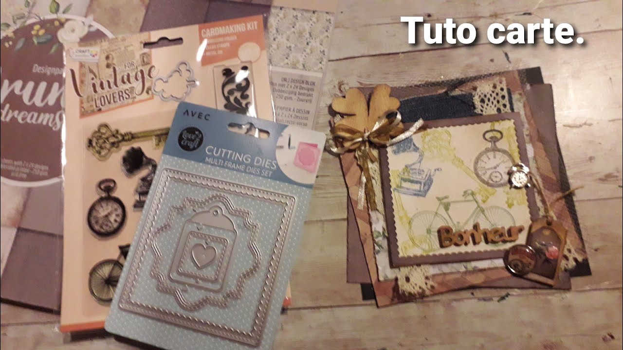 Tuto carte/ DIES, bloc et tampons action/ on joue avec les matières.