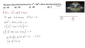 The least value of the function f(x)= x^3-18x^2+96x interval [0,9]|RD Sharma|12|Part 1|2023|CBSE|MCQ
