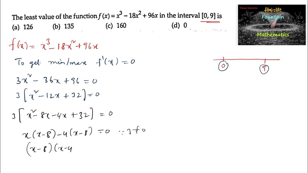 the-least-value-of-the-function-f-x-x-3-18x-2-96x-interval-0-9-rd