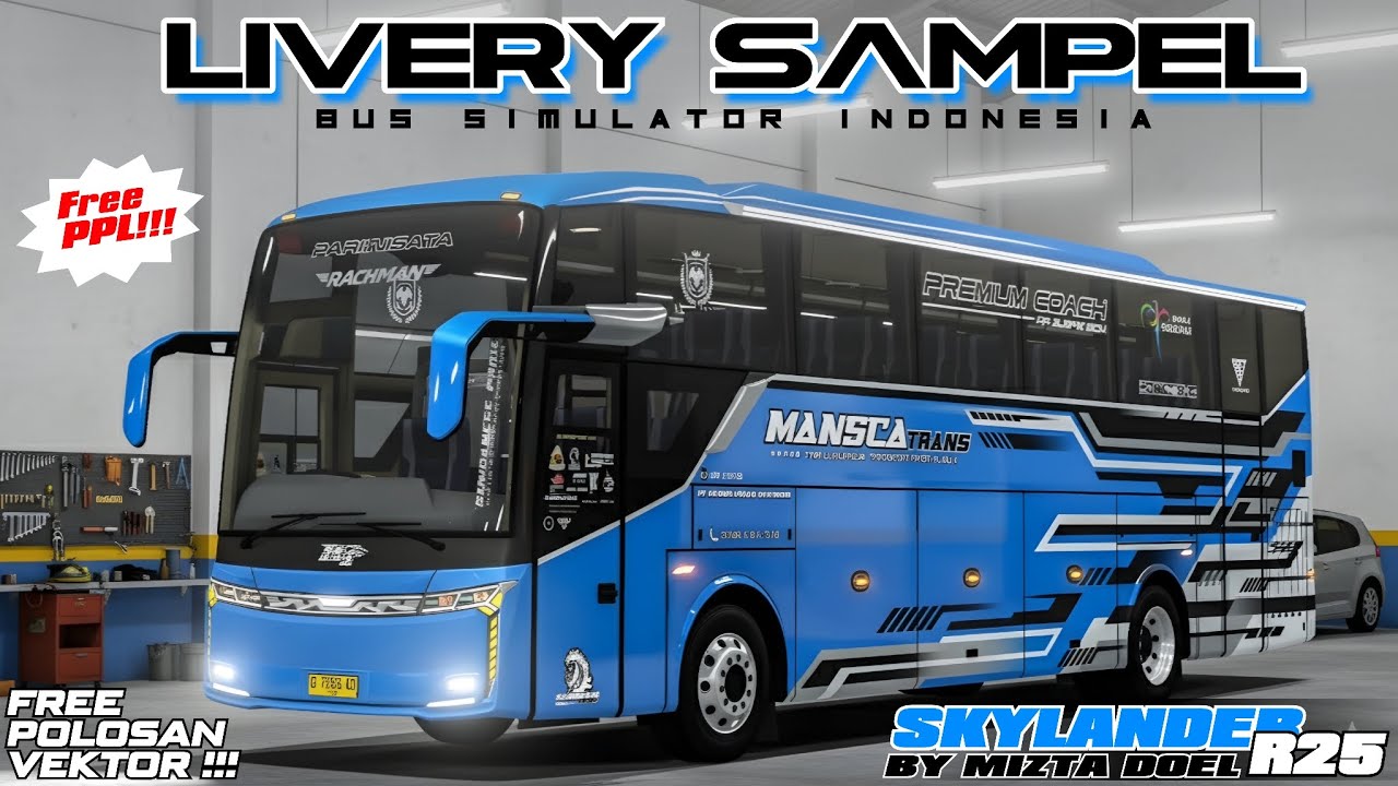 Livery Custom mod Skylander R25 Bussid || Free polosan vektor dan PPL ‼️