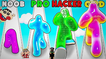 NOOB VS PRO VS HACKER VS GOD IN BLOB RUNNER 3D WITH SHINCHAN & CHOP