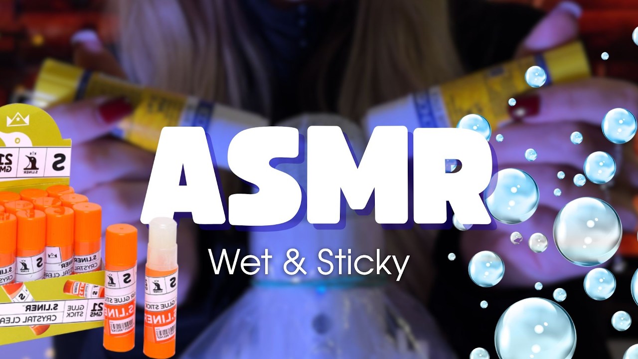 ASMR Wet & Sticky 💧 Glue Stick Rubbing, Tapping & Water Sounds