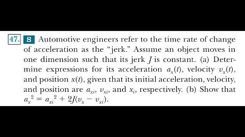 Automotive engineers refer to the time rate of change of acceleration as the “jerk.” Assume an objec