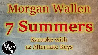 7 Summers Karaoke - Morgan Wallen Instrumental Lower Higher Female Original Key