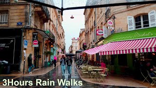 Walking in the November Rain [3Hours] Walk |Nov 2021| Bordeaux 4k France ASMR sounds for sleeping